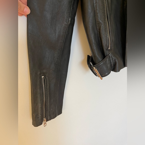 TOPSHOP ~ Genuine Leather Distressed Biker Moto Jacket - Picture 11 of 12